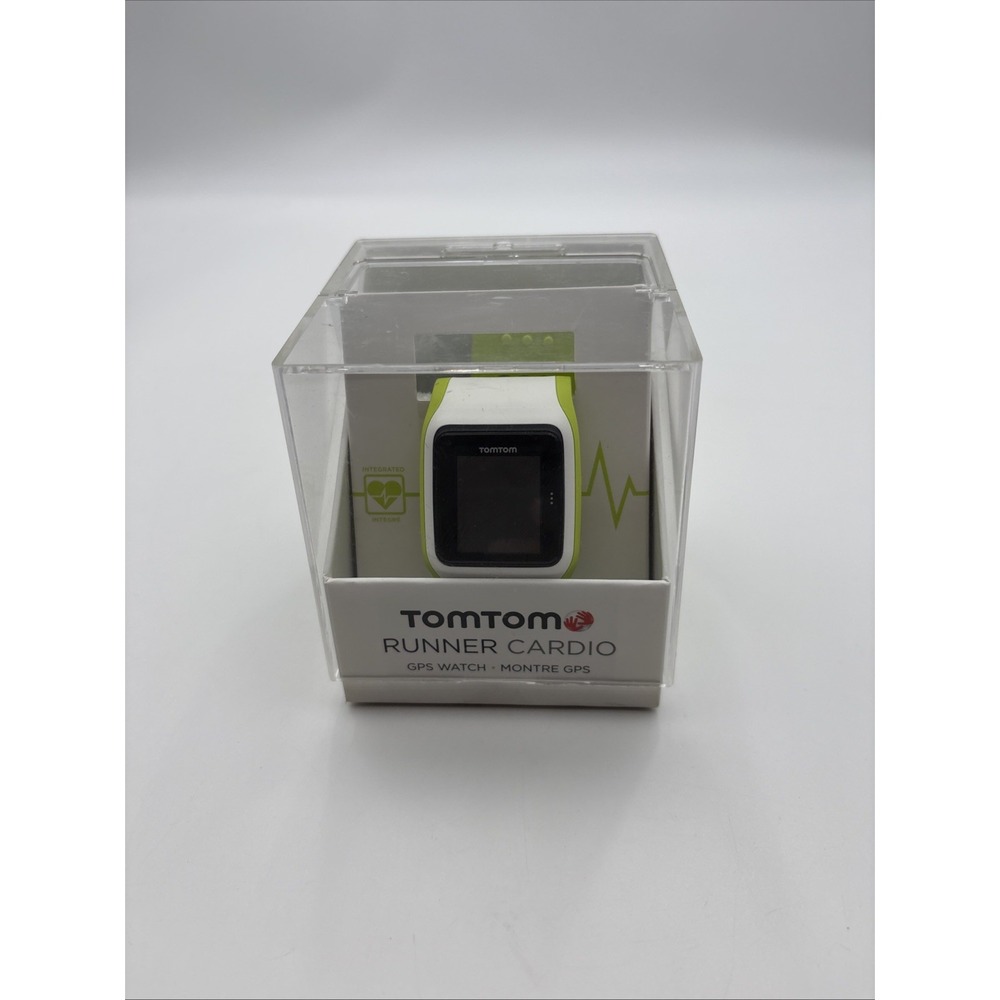 TomTom Runner Cardio GPS Watch Wrist-Based Heart Rate Running Watch Green/white